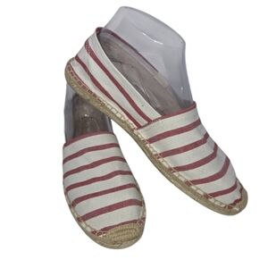 Soludos Classic Red & Natural Stripe Espadrille Slip On Shoes Size 8